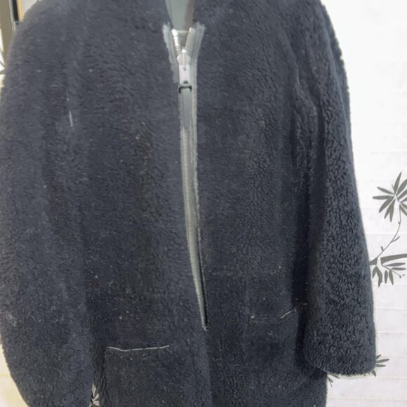 Size:6💕 Coach Genuine Black Shearling Two Side with Hoodie Tall Jacket Coat - Picture 11 of 16
